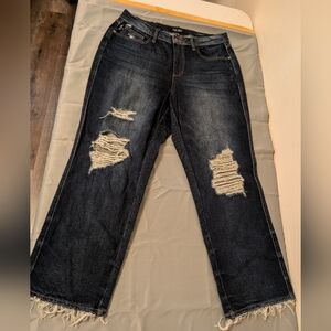 Judy Blue Dark Denim Distressed Flare Jeans
